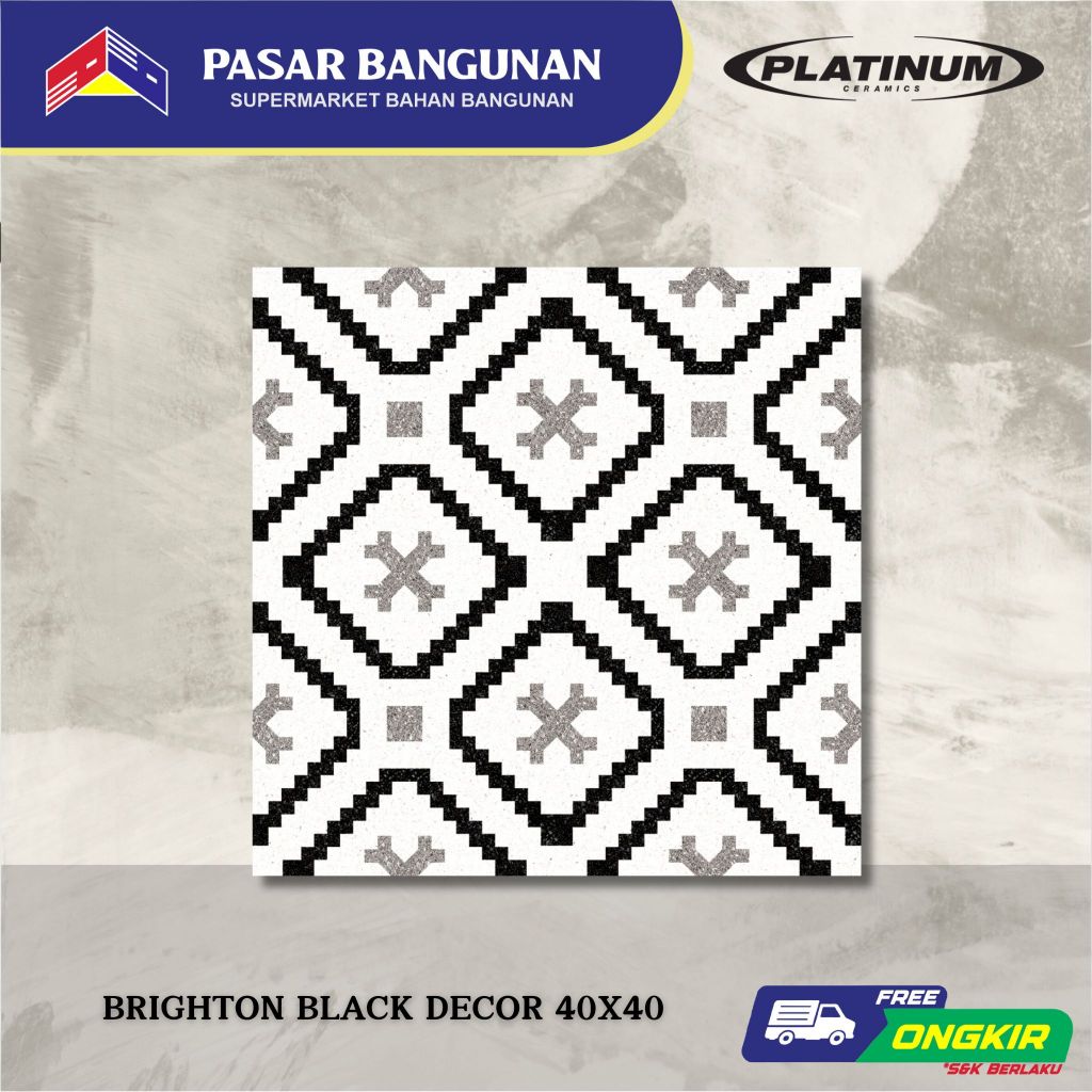 Keramik PLATINUM Brighton Black Decor 40x40 Grade A