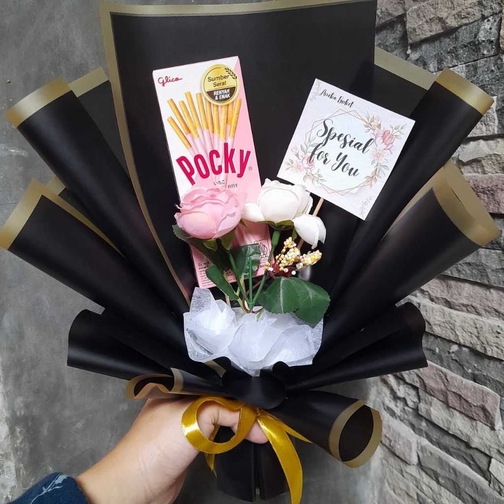 

Buket Pocky dan Bunga Buket kekinian