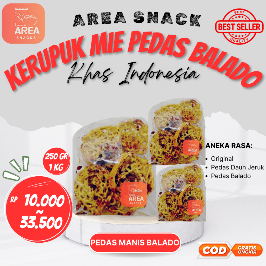 

CEMILAN KERUPUK MIE KUNING PEDAS MANIS BALADO DAUN JERUK SUPER RENYAH GURIH VARIASI 1KG 50 GR 250GR