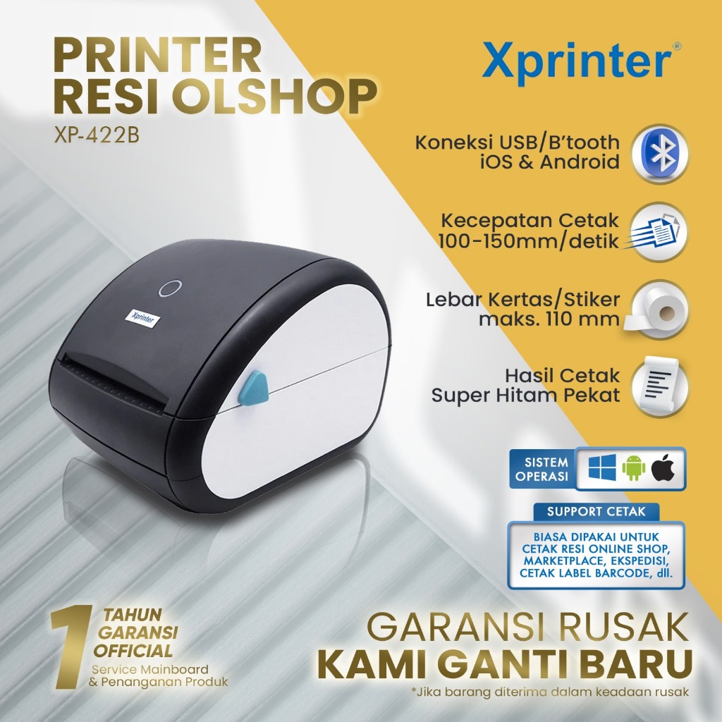 XPRINTER XP-422B Printer Barcode Cetak Label Resi BLUETOOTH