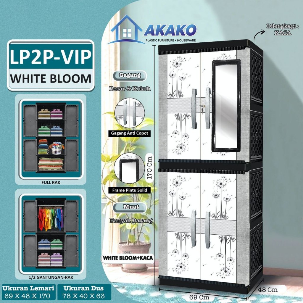 LEMARI PAKAIAN PLASTIK AKAKO LP2P VIP
