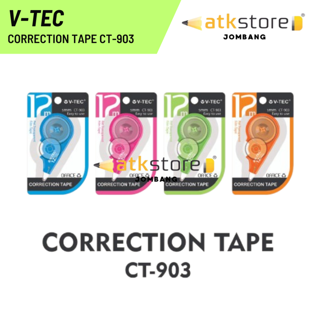 

V-TEC Tipex Roll CT-903 Correction Tape / Stipo Kertas / Tipe-x Kertas / Correction Tape CT-903