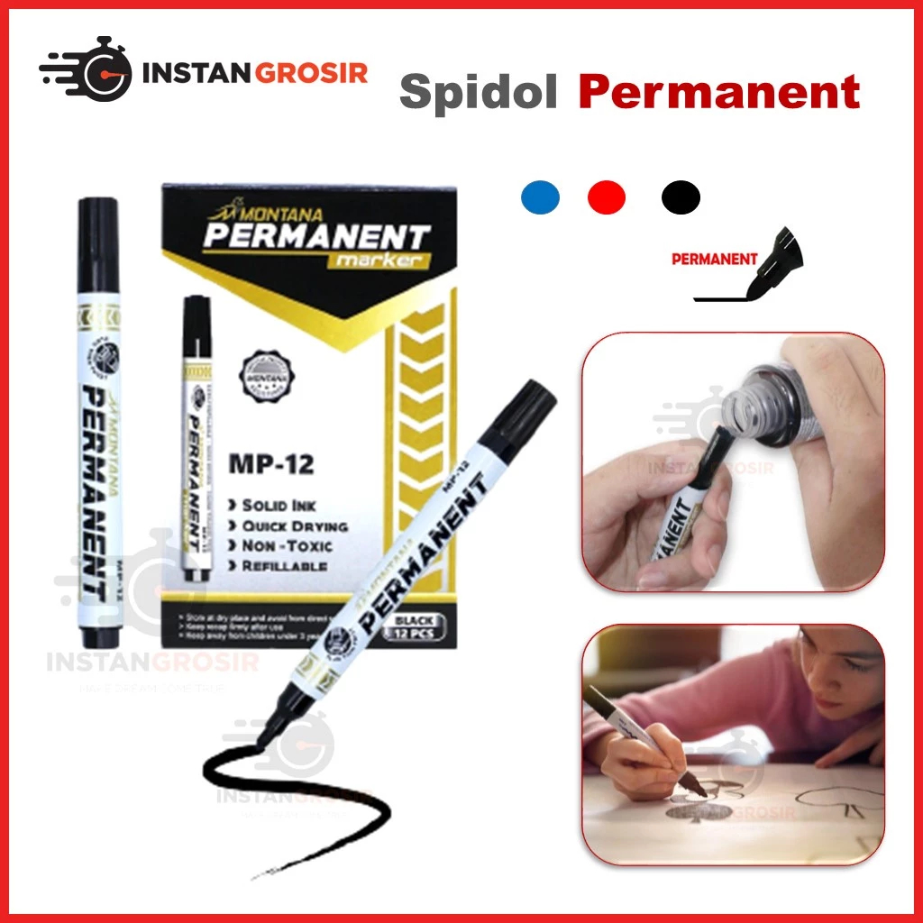 

Spidol Permanent marker Sepidol Permanen warna Hitam Alat Tulis bisa di isi Ulang