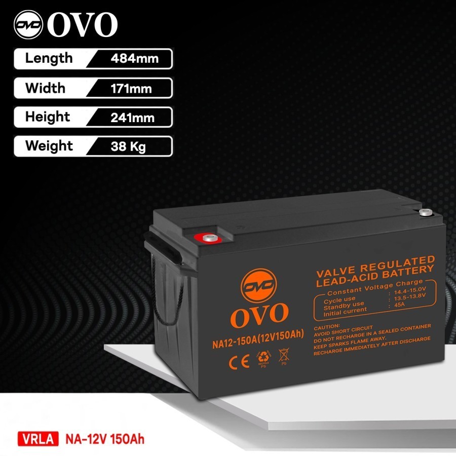 OVO VRLA 12V 150 Ah - Baterai Aki 12V 150 Baterai Panel Surya