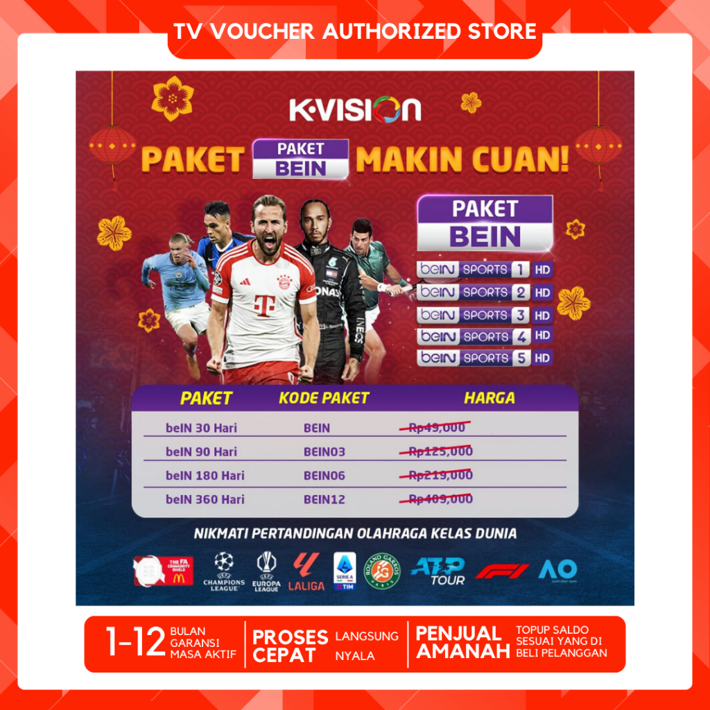 Voucher Paket BEIN SPORT KVISION 30 90 180 Hari K-vision