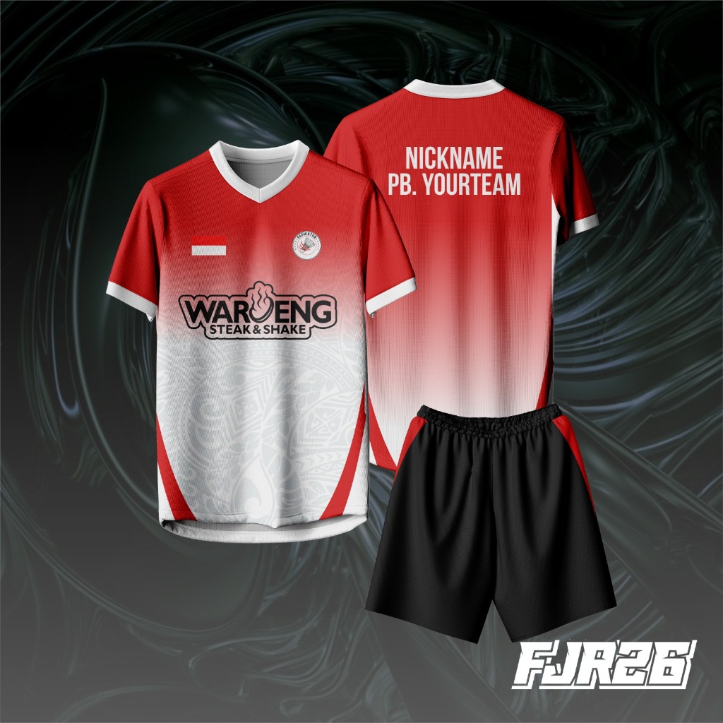 JERSEY STELAN OVERSIZE CUSTOM BADMINTON MERAH PUTIH FULL PRINTING
