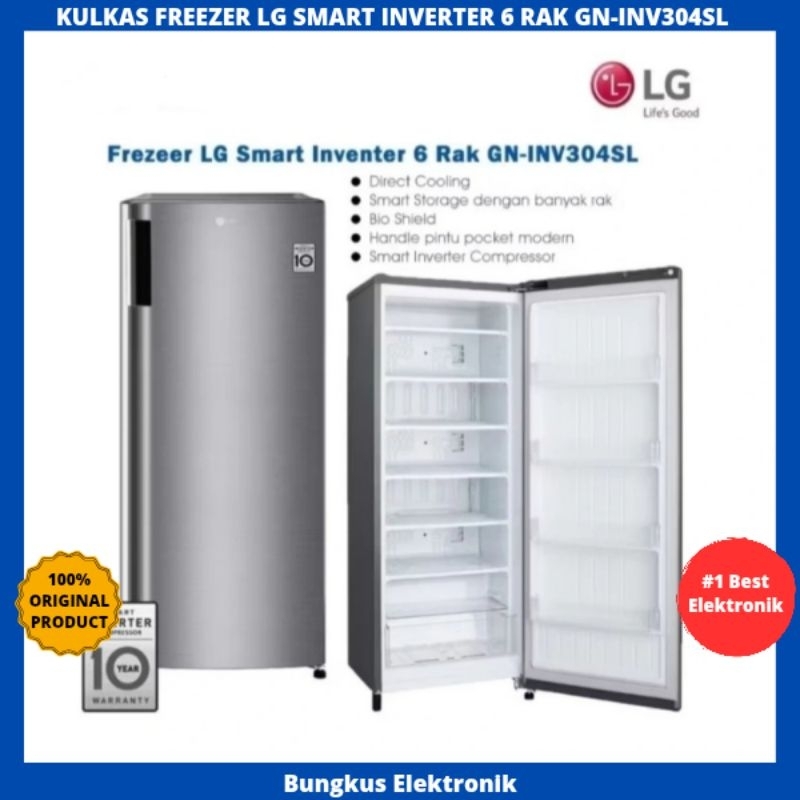 KULKAS FREEZER LG 6 RAK GN-INV304SL INVERTER KULKAS FREEZER