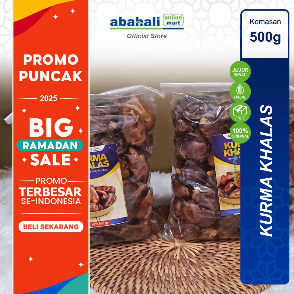 

Kurma Khalas Premium 500gr Asli Dubai Untuk Buka Puasa Mesir Golden Valley Manis Kholas Nabeez ASI