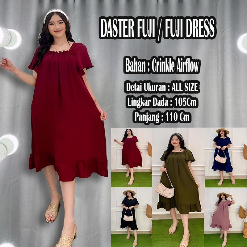 PAKET BUNDLING 3 PCS DASTER DRESS FUJI RESLETING BUSUI BAHAN CRINKLE AIR FLOW PREMIUM // DASTER CRIN