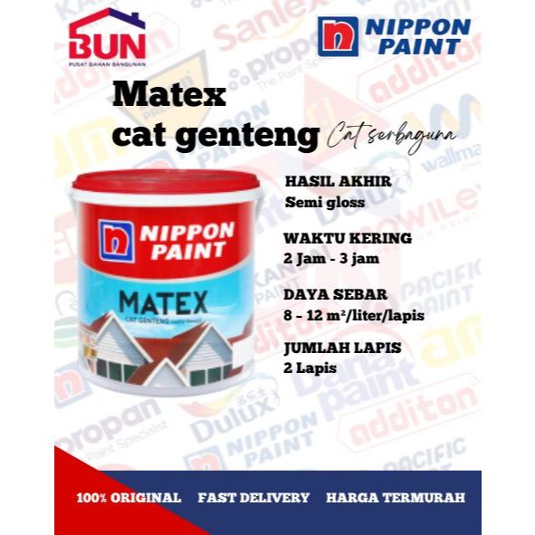NIPPON PAINT MATEX CAT GENTENG WATERBASED 2.5 LITER // WARNA HIBISCUS