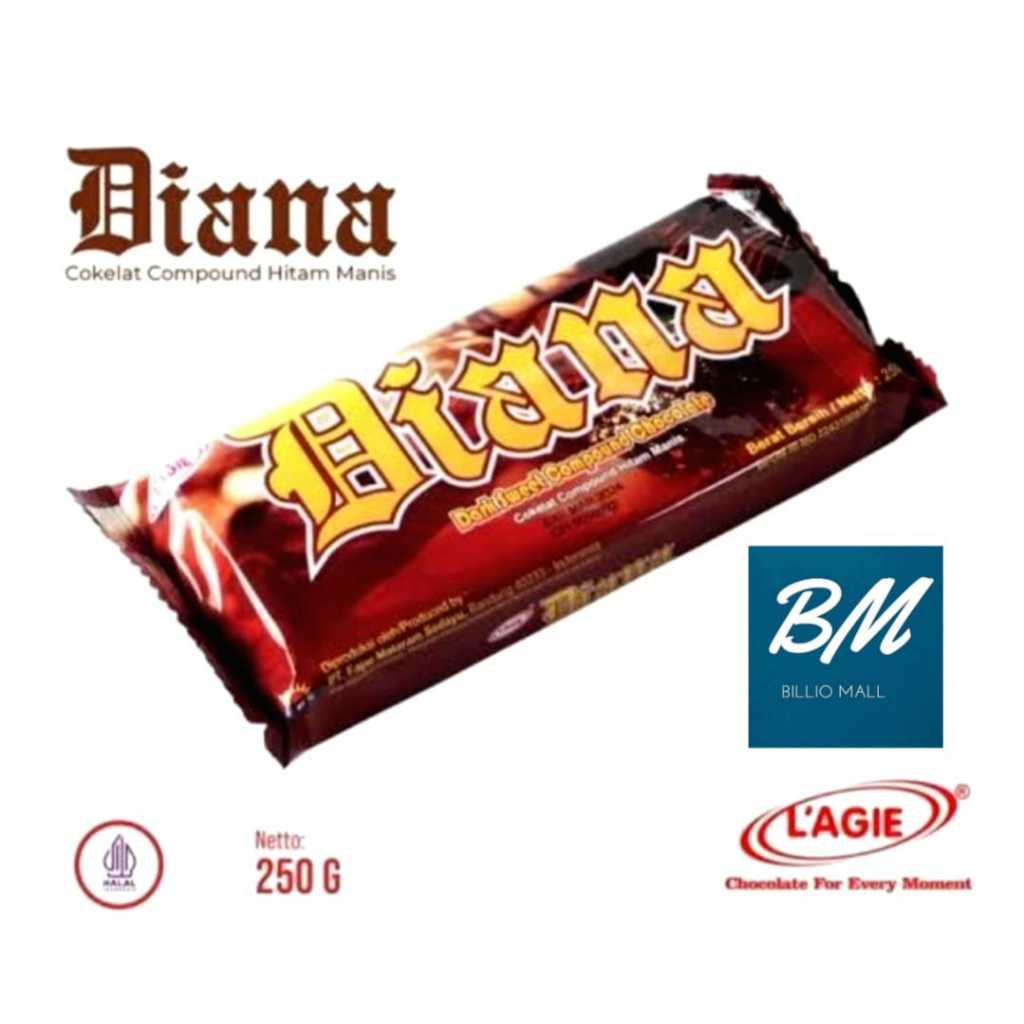 

Lagie Diana Dark Sweet Chocolate Compond 250gr Cokelat Blok Batang