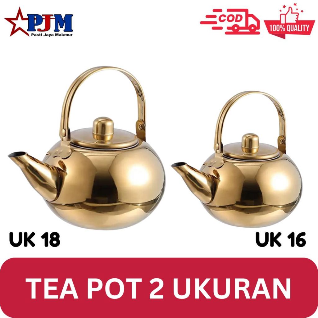 TEA POT GOLD 16 & 18/TEKO STAINLESS TEAPOT STAINLESS/ teko teh stainless emas/teko teh