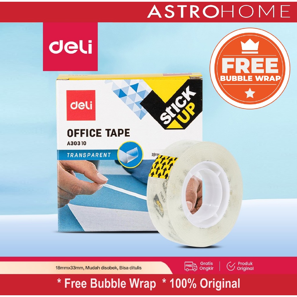 

Isolasi Selotip Celotape Transparent Lakban Kecil Transparan Super Clear Deli Office Tape EA 30310 18mm×33m
