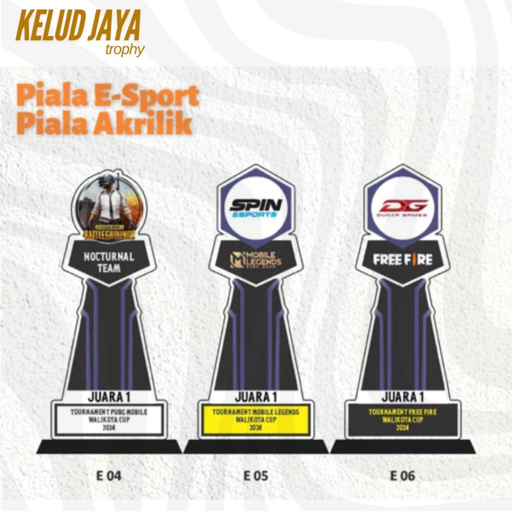 Plakat E Sport Piala E sport Akrilik Piala Pubg Piala Mobile Legend Piala Free Fire Akrilik
