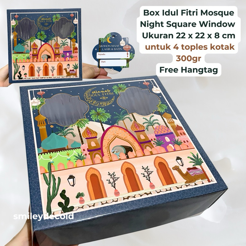 

[10PCS] Box Idul Fitri Mosque Night Square Window untuk 4 Toples Kotak 300gr (Free Hangtag) Hampers Lebaran Eid Kue Kering