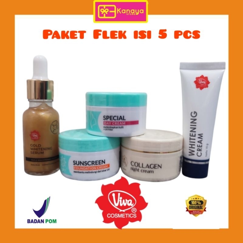 VIVA Paket Anti Flek Noda Hitam | Paket Flek Glowing Serum , Paket Flek Serum Gold