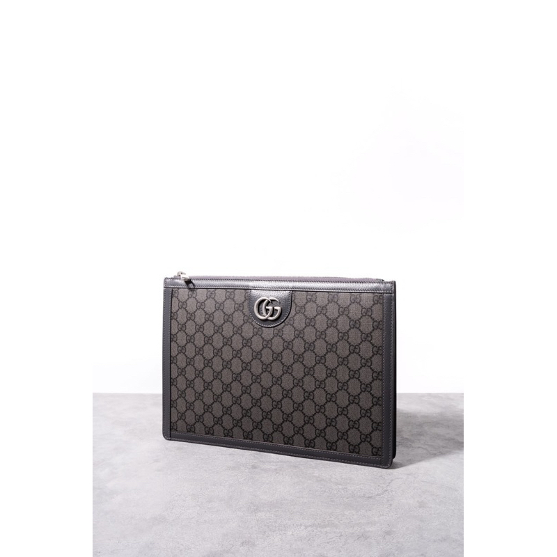 GUCCI OPHIDIA GG SUPREME POCHETTE GREY BLACK