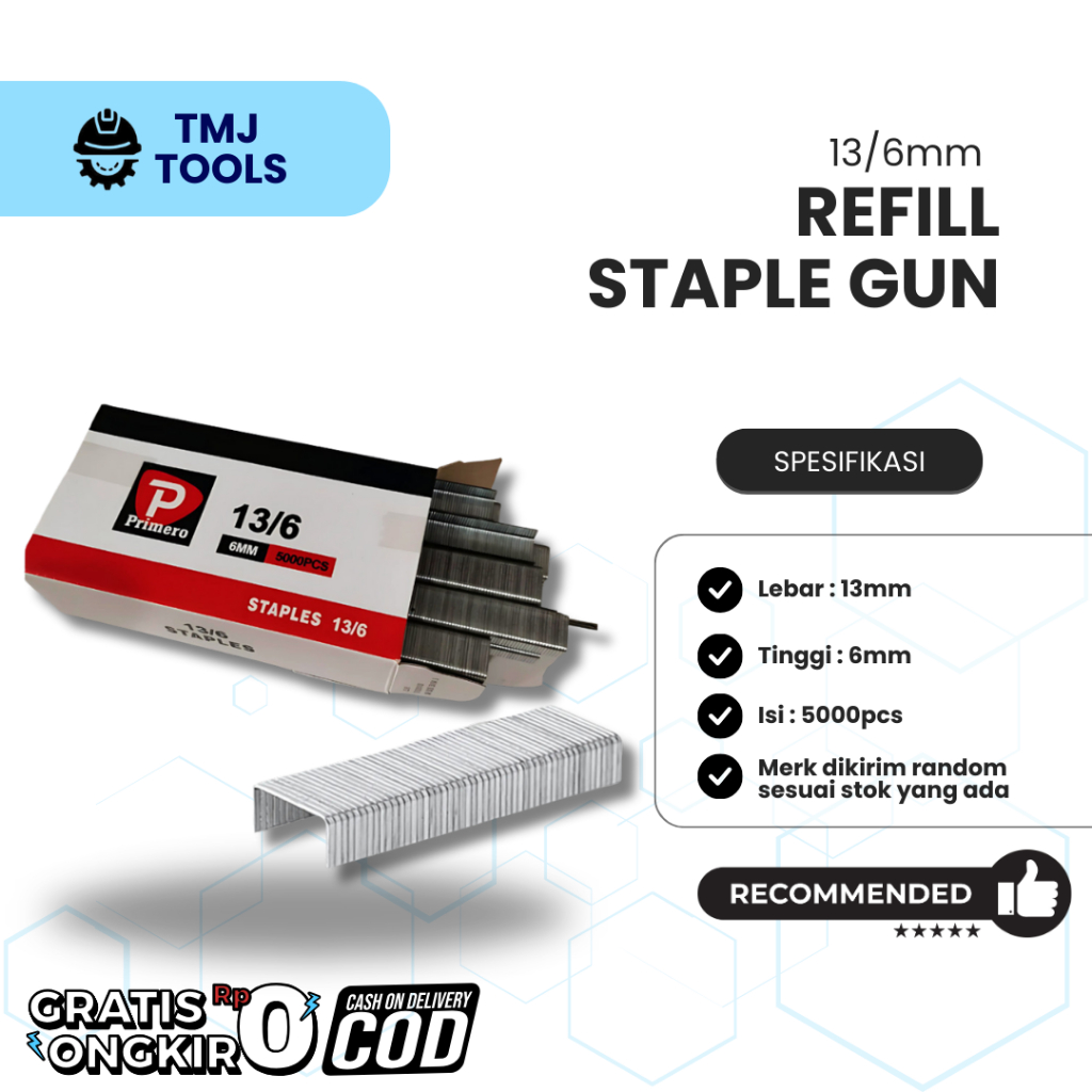 

Refill Air Nailer Stapler Gun 13/6mm (6mm) isi 5000 bh Staples Tembak Guntacker Steples Stapler Hekter Tacker 13/6 Alat Perekat Stepler Handtacker