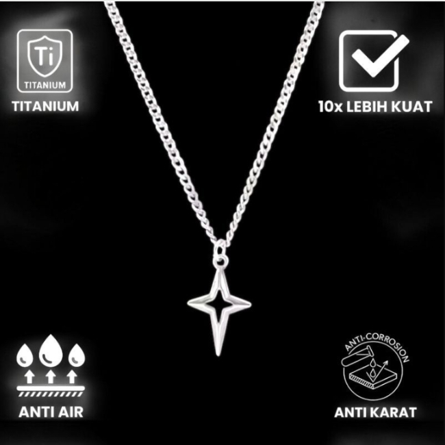 Kalung Rantai Titanium Pria Wanita Necklace Silver Terbaru Tahan Karat Tahan Luntur