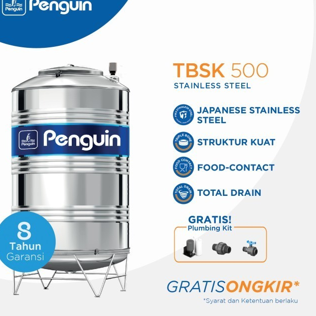 Penguin Tangki | Toren | Tandon Air Stainless TBSK 500 500 liter