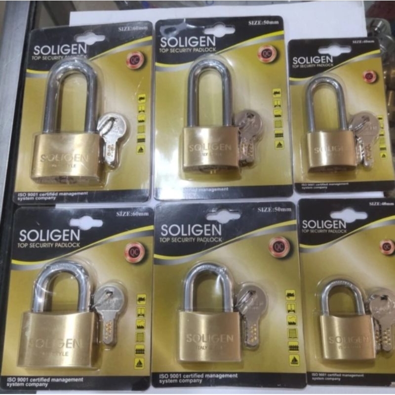 Gembok Pagar Kunci Komputer Soligen Kuningan Asli 60mm Panjang Pendek GEMBOK SOLIGEN/GEMBOK KU...