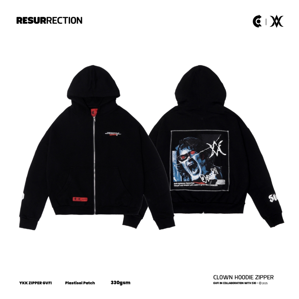 GVFI X 510 Boxy Zipper Hoodie Dead Black