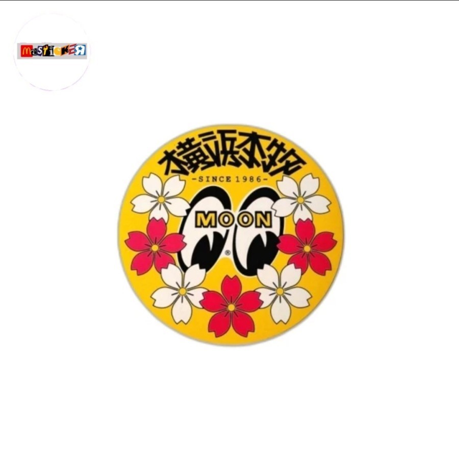 

sticker MOONEYES YOKOHAMA Japan flower logo roundes stiker otomotif kustom hotrod