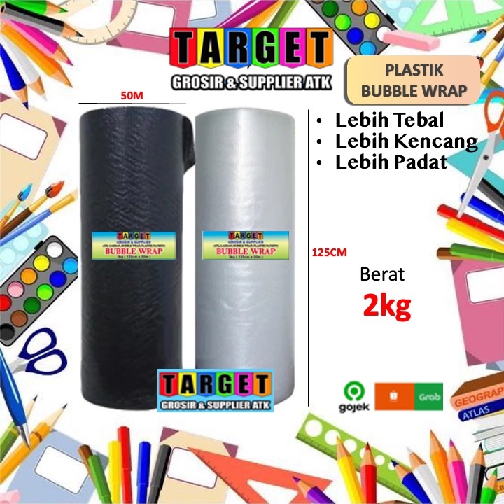 

PLASTIK BUBLE WARP / BUBBLE WRAP 125cm x 50m / Hitam Putih Gelembung 3kg 2.4kg 2kg