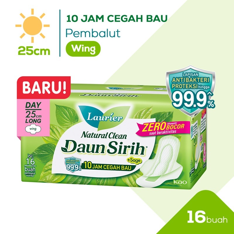 Laurier Natural Clean Daun Sirih 25cm Wing Long 16's
