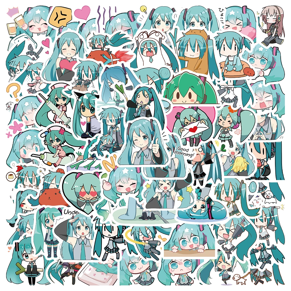 

New Hatsune Miku Stiker Anime Jepang Stiker Anti Air Stikers Berperekat Waterproof sticker decal buat Motor Helm Buku Journal Koper Casing HP Laptop Botol Minum