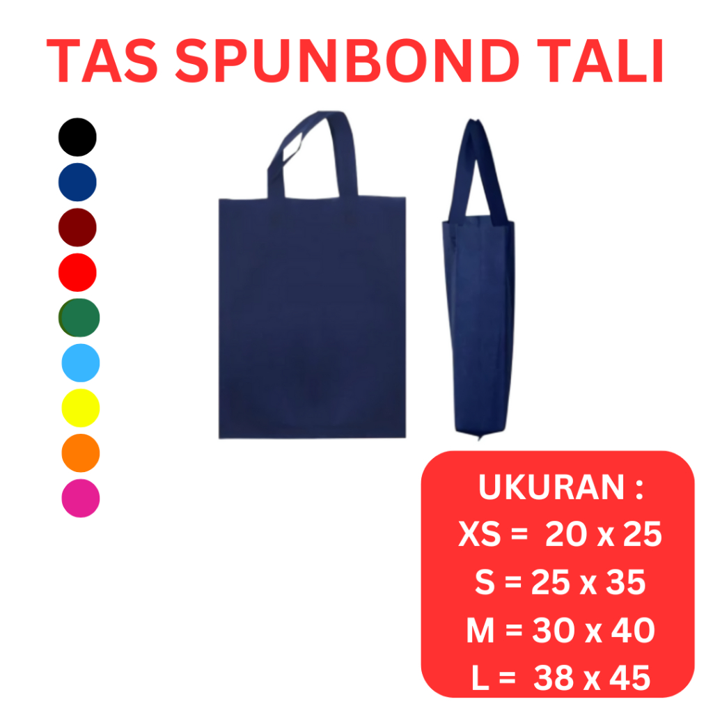 

Totebag Polos Bahan Tas Spunbond | Goodie Bag Tas Belanja Model Tali Warna Biru Navy