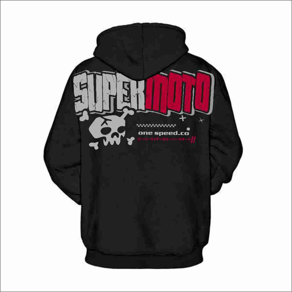 Sweater Hoodie Supermoto Moto Ride Skull Pria Wanita Unisex Riders Motor KTM CRF KLX WR