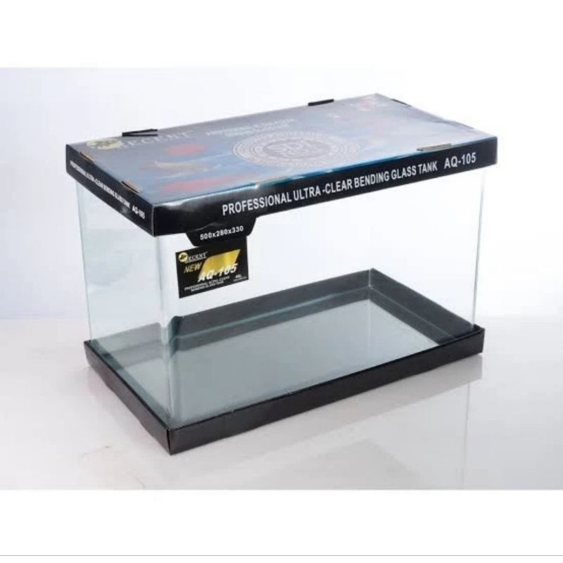aquarium bending recent 106 ultra clear kaca depan tanpa sambungan 64L ( 60 x 30 x 36 cm )