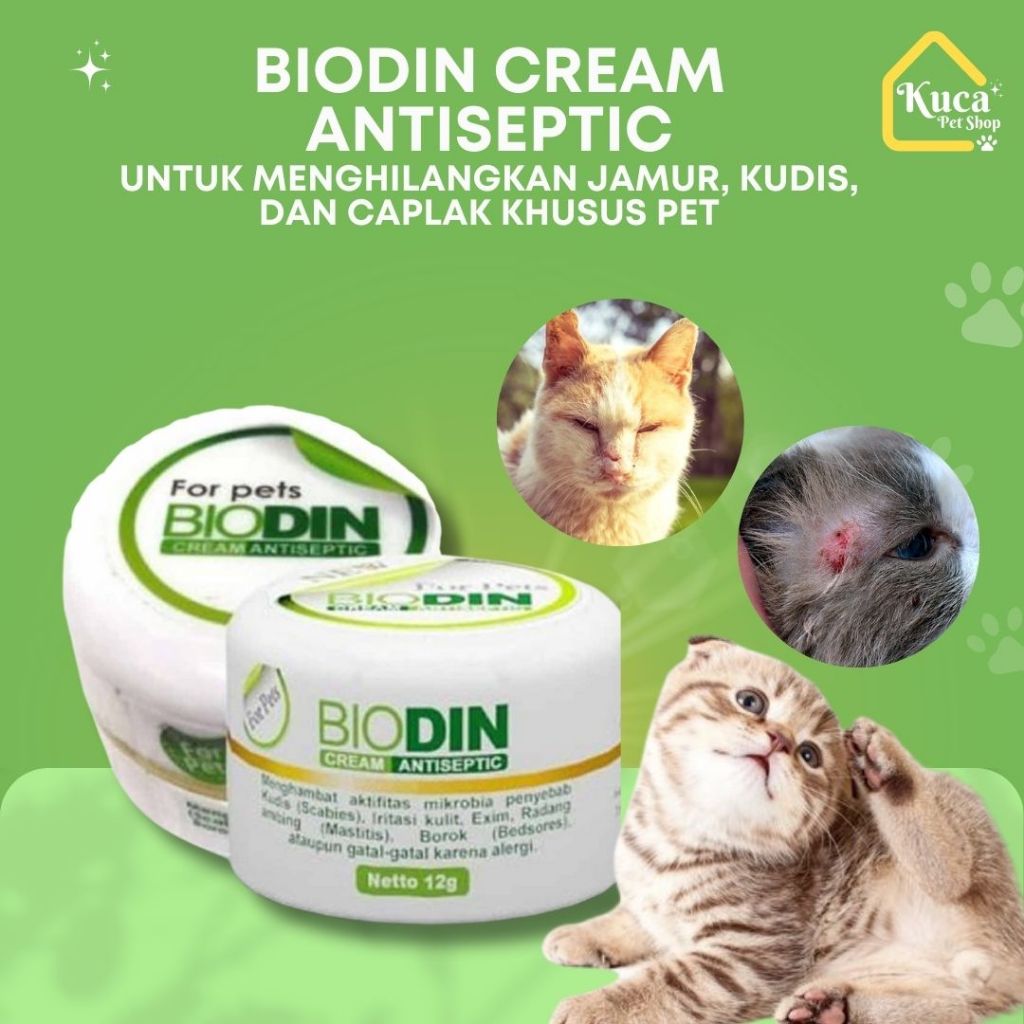 Obat Scabies Kudis Jamur Kucing Anjing Kelinci Biodin Antiseptik Herbal Paling Ampuh Biodin Cream