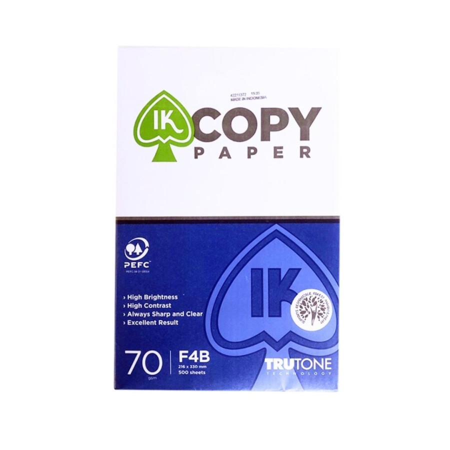 

IK Copy Paper F4 70 Gsm 500 Lembar Original (1 RIM) / IK Kertas F4 Folio HVS Print Copy 70 Gram 500 Sheet Per Rim