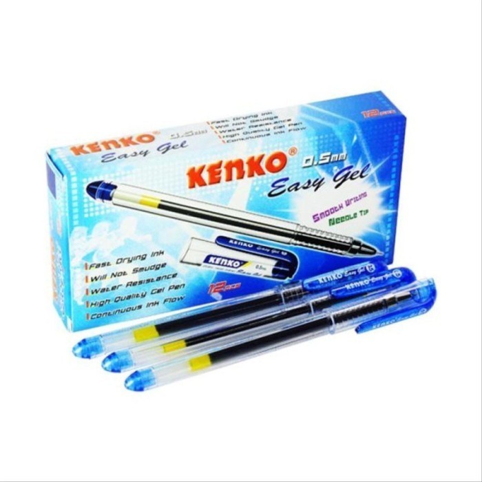 

KENKO Pulpen easy gel 0.5 mm BLACK / RED / BLUE/ PCS / HARGA SATUAN - Biru, 1 pcs