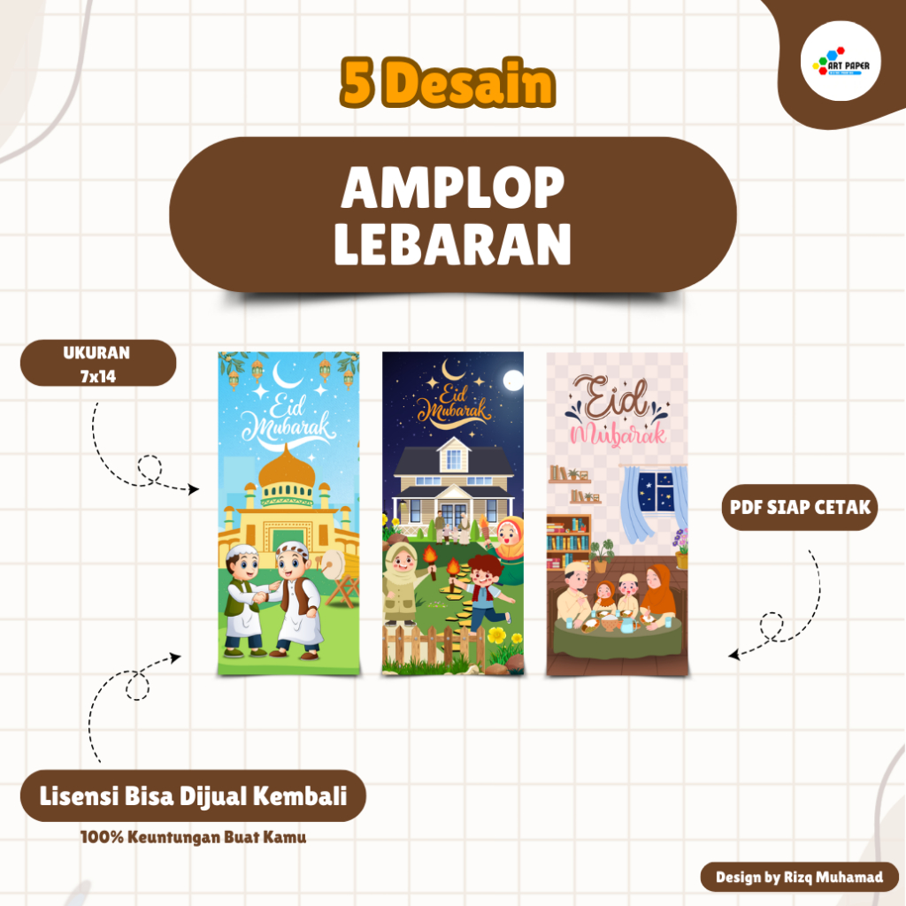 

Art Paper Amlop Lebaran Eid Mubarak UKuran 7x14 cm