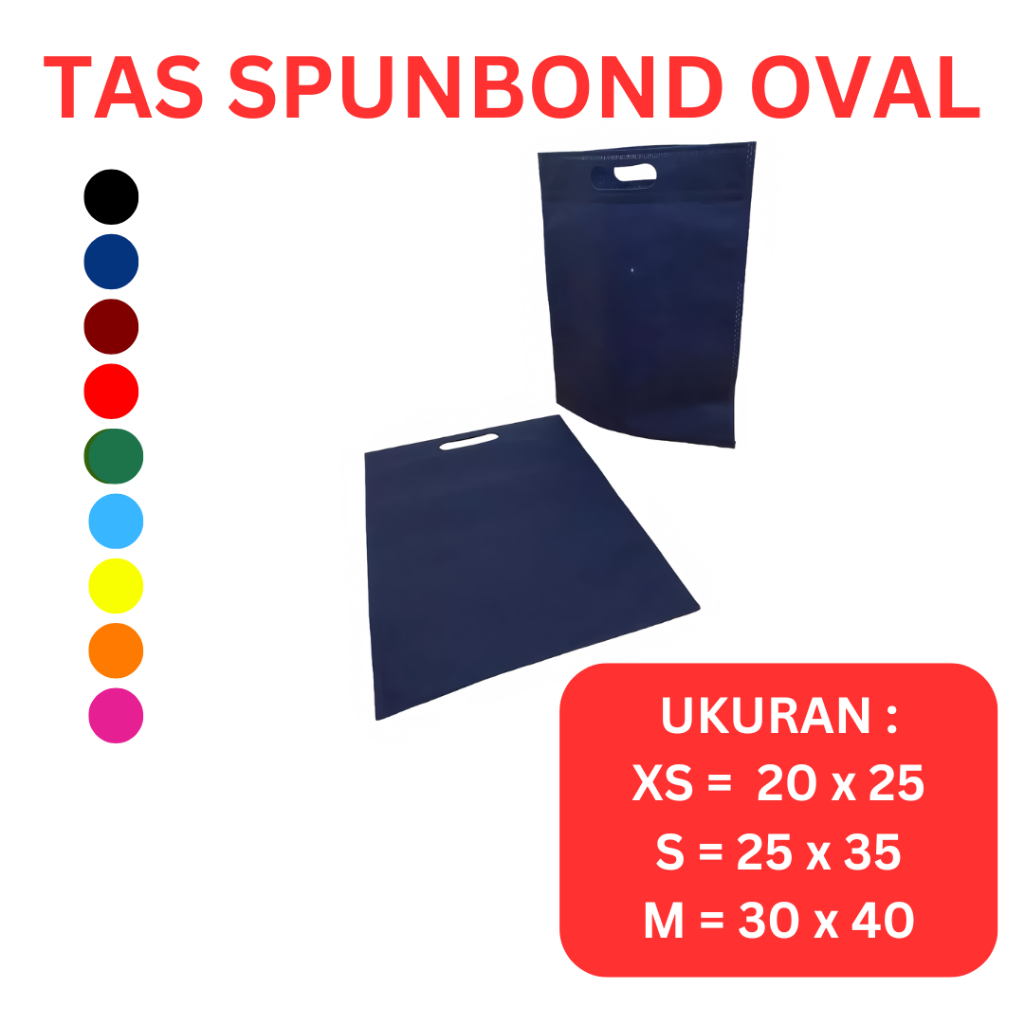 

Totebag Polos Oval Bahan Tas Spunbond | Goodie Bag Tas Kado Warna Biru Navy