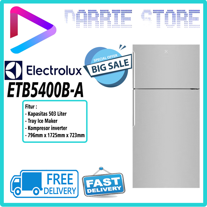 Kulkas Electrolux ETB5400B-A 2 Pintu Lemari Es Freezer Atas