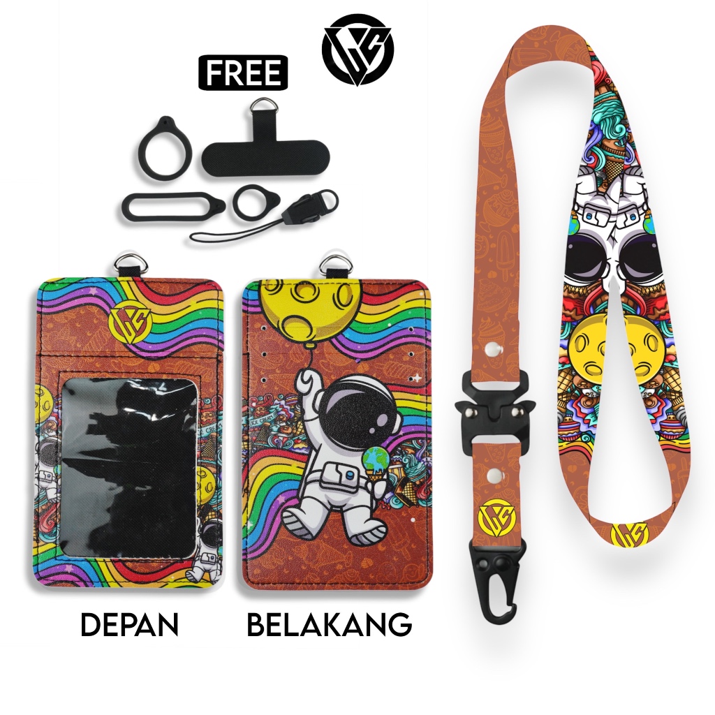 

LC.ID Lanyard Id Card Holder Leather Printing UV Tali Lanyard Holder Kulit Printing - Doodle Space V5