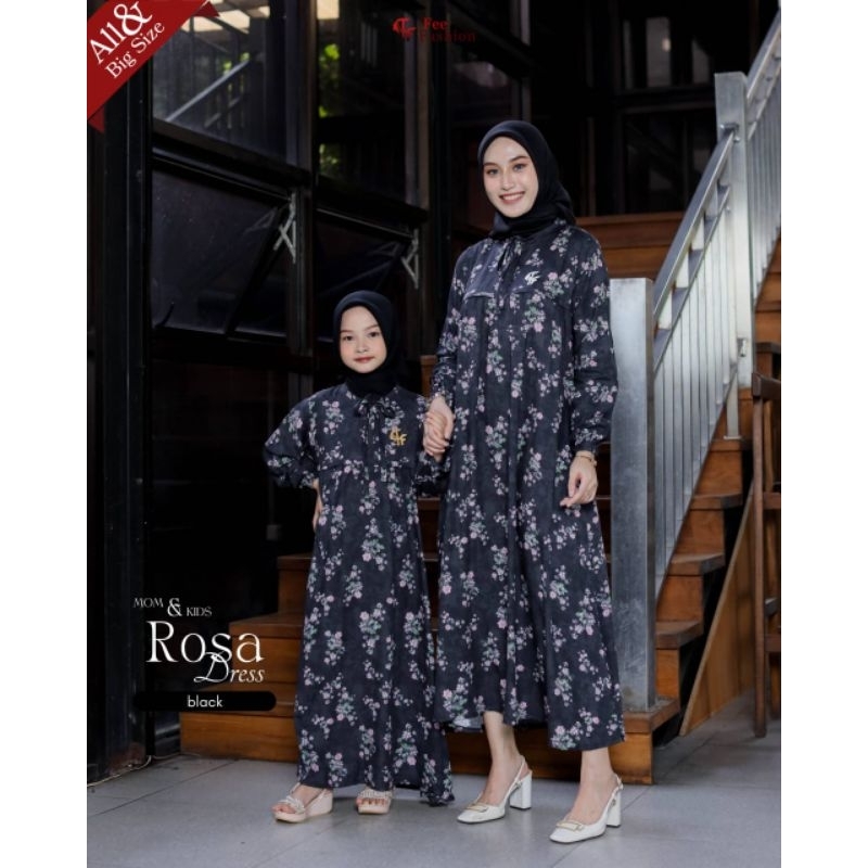 READY STOK ROSA MIDI DRESS MOM & ROSA DRESS KIDS// COUPLE DRESS MOM& KIDS By Fee Fashion