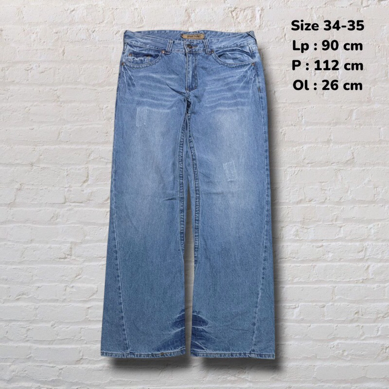 Size 35 Celana Panjang Longpants Jeans Choux House Light Blue Washed Fading Baggy Fit Original Secon