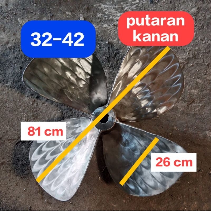 propeller kapal stenlis ukuran 32-42
