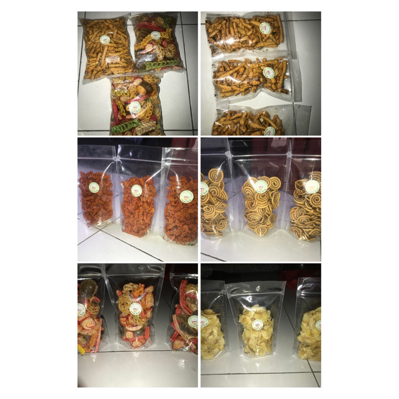 

Aneka cemilan / Bastik Pedas / Seblak Mix / Kuping Gajah / Kripik Pisang / Makaroni Spiral