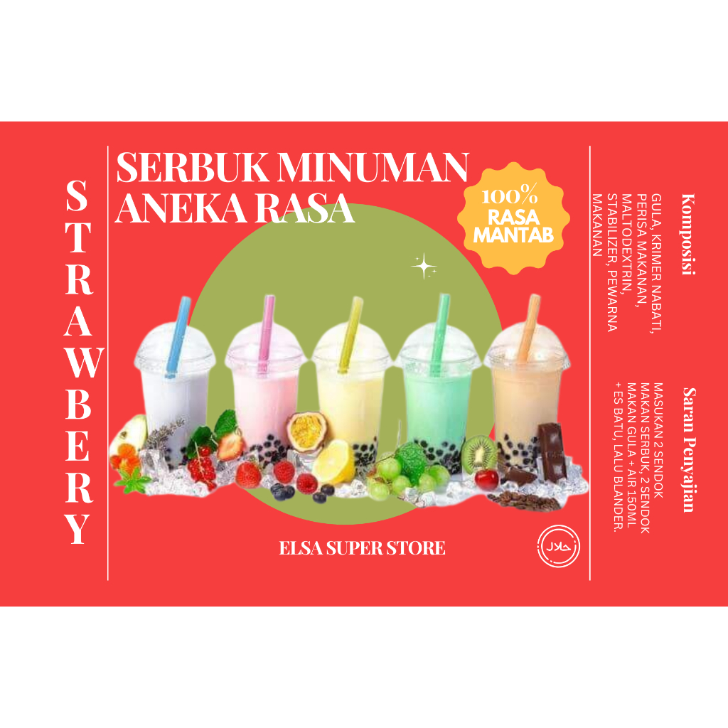 

SERBUK MINUMAN RASA STRAWBERY 1000GR