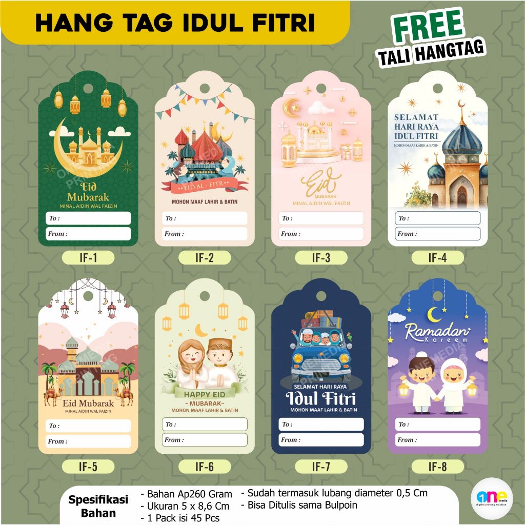 

(45 pcs) Hang Tag Ramadhan Free Tali | Hang Tag Idul Fitri | Hang Tag Lebaran | Tag lebaran eid mubarak