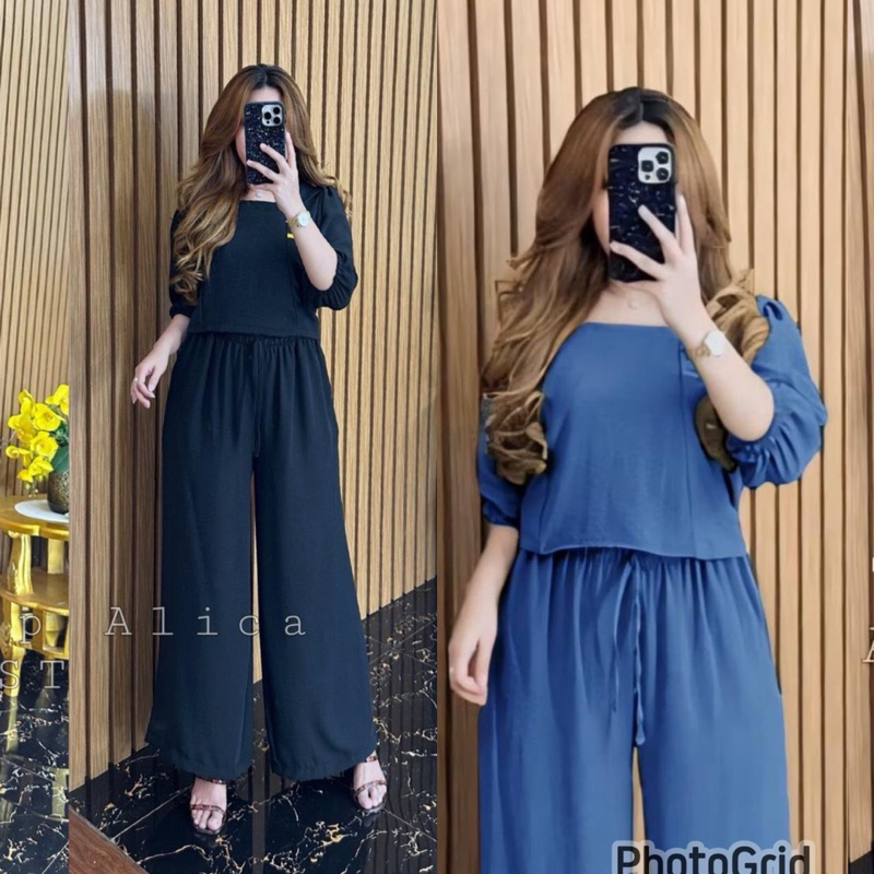 one set alica crop top cringkel airflow premium//one set cringkel//setelan polos wanita