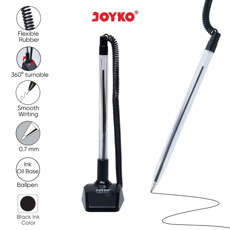 

Pen Stand / Pen Stand Pulpen Pena Joyko PSBP-177 0.7 mm / Pulpen Meja Spiral - Joyko PSBP 177 (Hitam) 1pcs