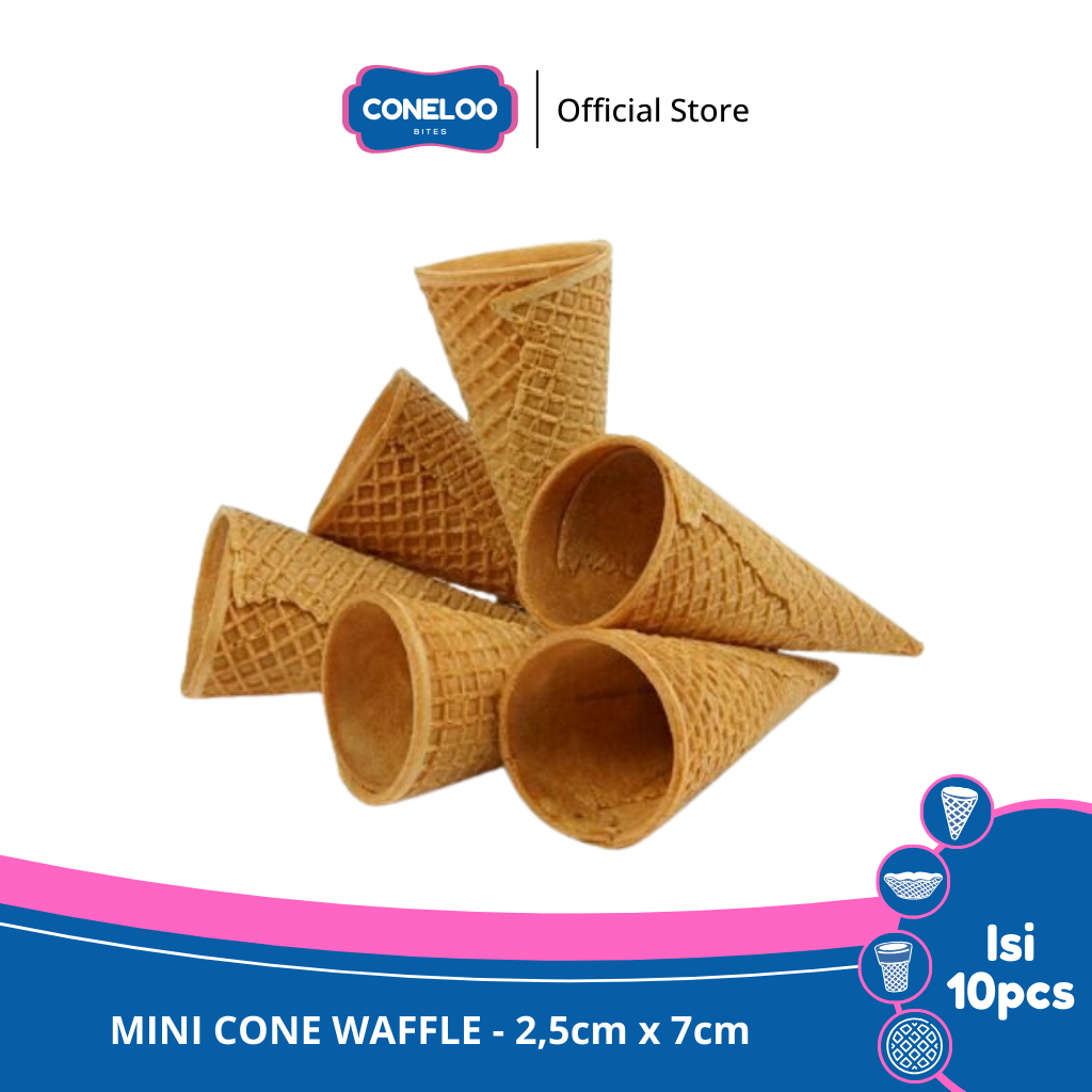 

Coneloo Bites Mini Cone Waffle 2,5cm x 7cm Isi 10pcs Cone Es Krim Renyah