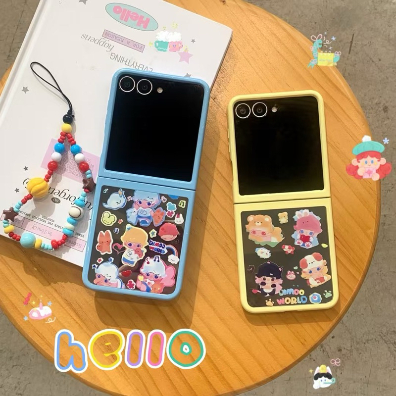 New Case Samsung Zflip7 6 5 Mirror Frameless Dimoo World Popmart Kaca New Model Cute With Chain Tali